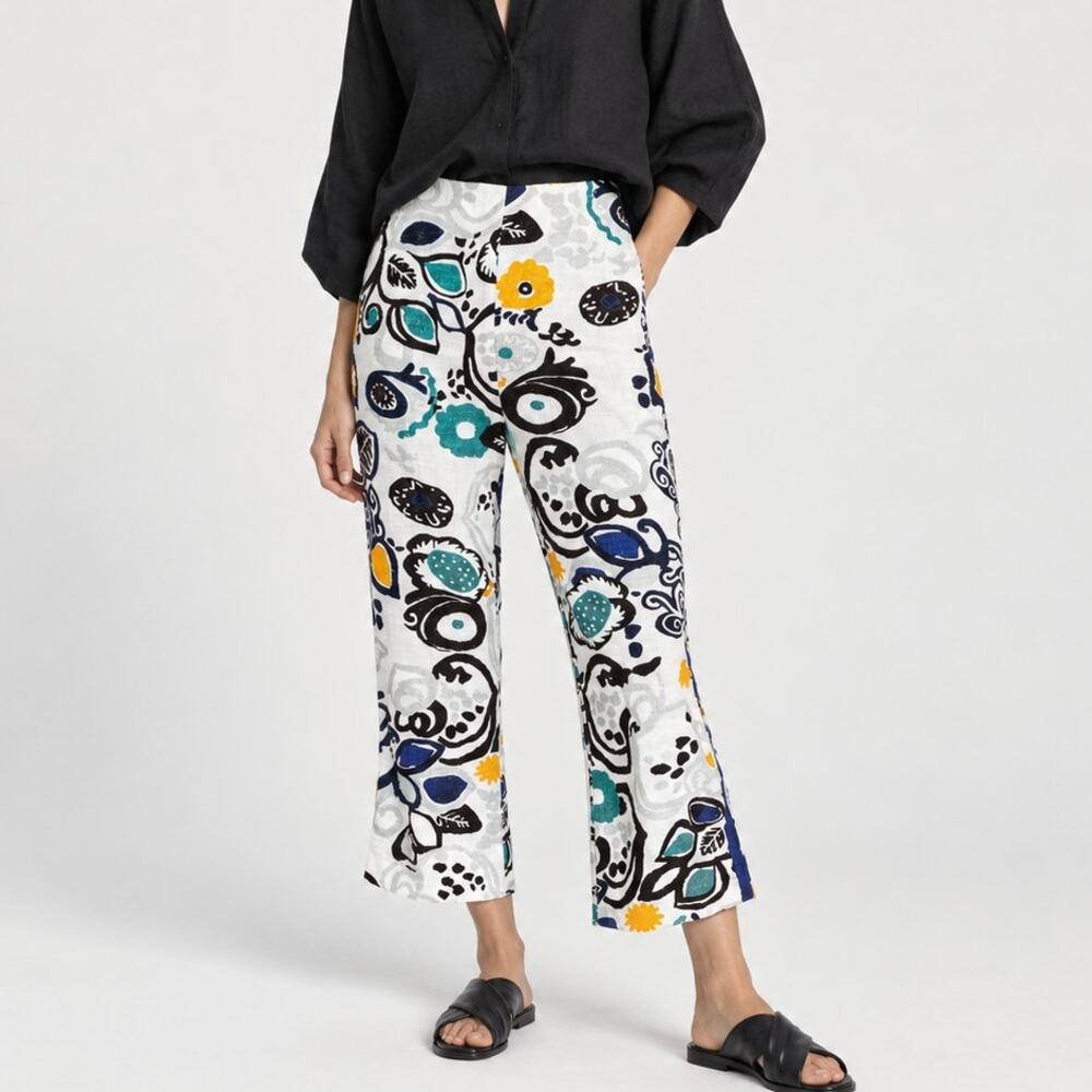 Erika Cavallini Women's Printed Cropped trousers wide leg sz 40